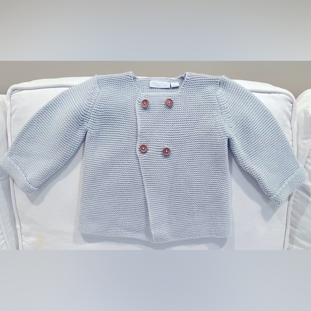 SOFIA & FINN PALE BLUE KNIT BABY CARDIGAN